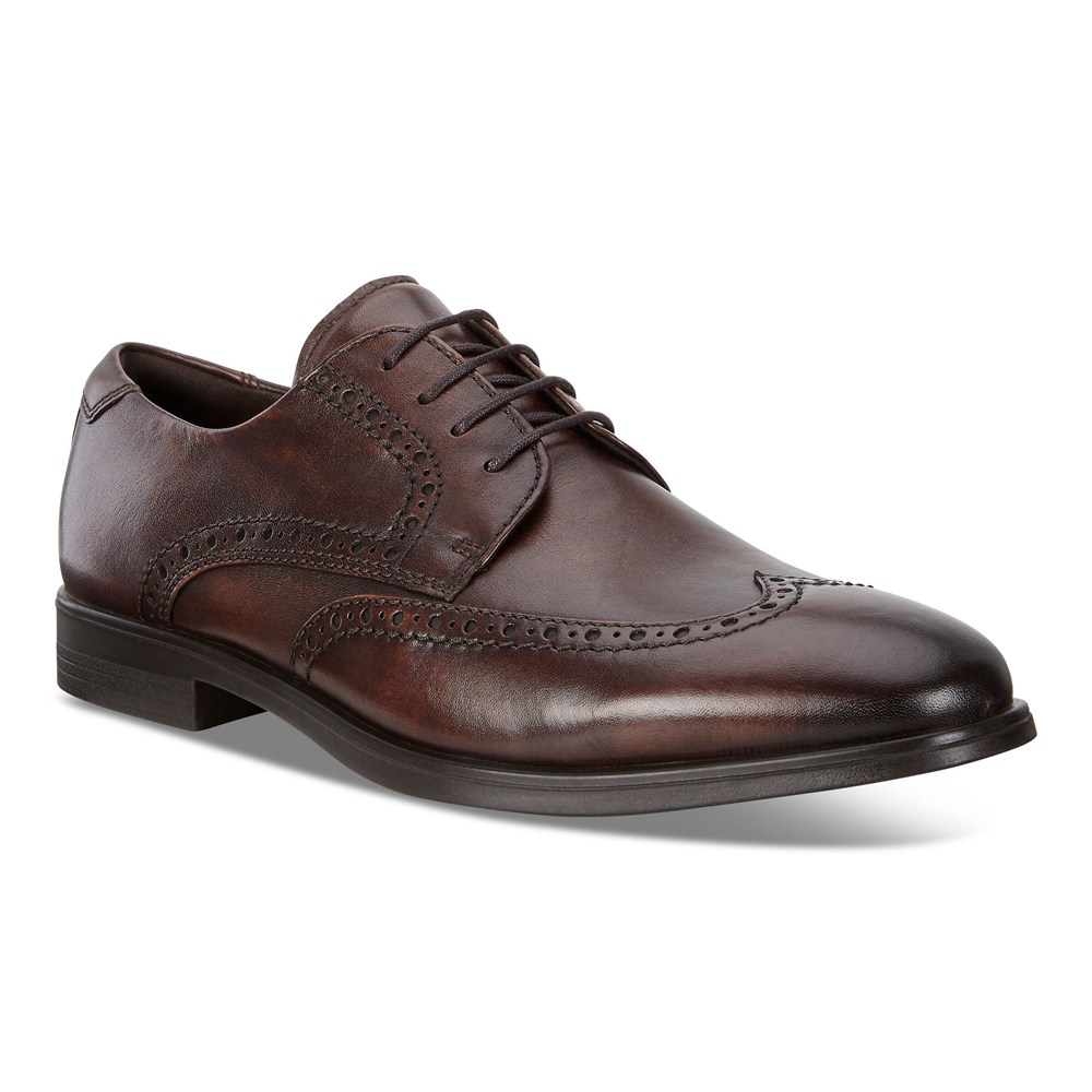 ECCO Mens Dress Shoes Brown - Melbourne Wingtip Tie - RLK-851923